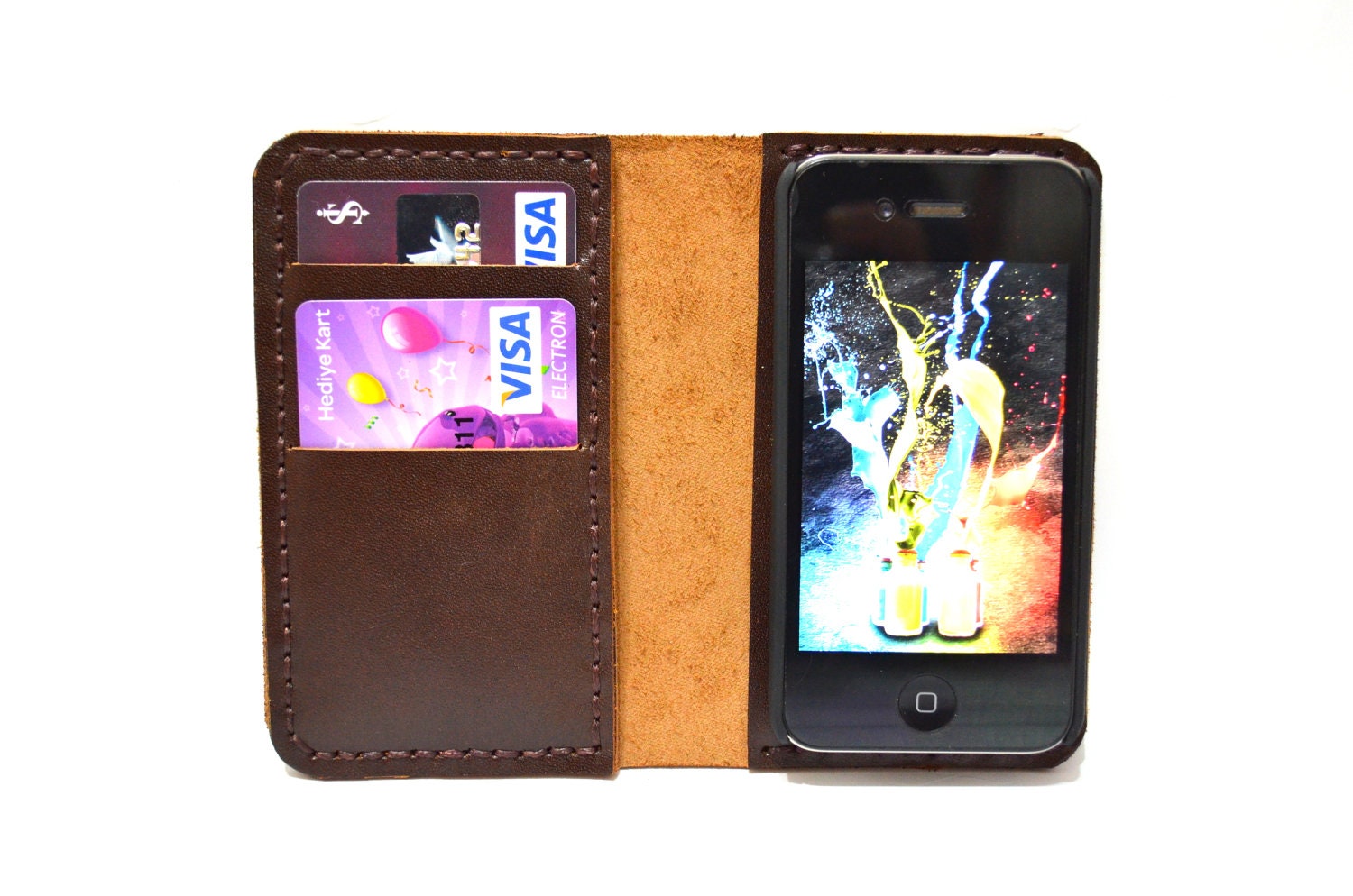 iPhone 4 Wallet Case with Bumper attachment -Dark Brown-UNIQUE