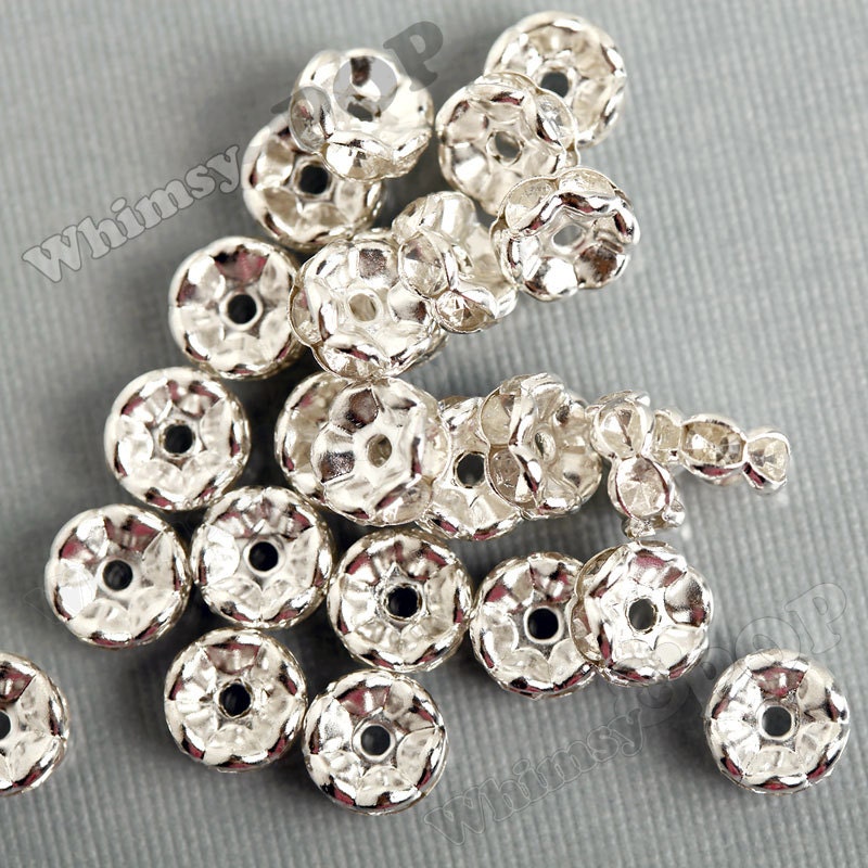 25 -  Silver Plated Rondelle Spacer Beads , 8mm (6-3A)
