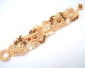 Seed bead bracelet, Beadwork bracelet, Freeform peyote Beaded Cuff Bracelet, Summer fashion, pastel