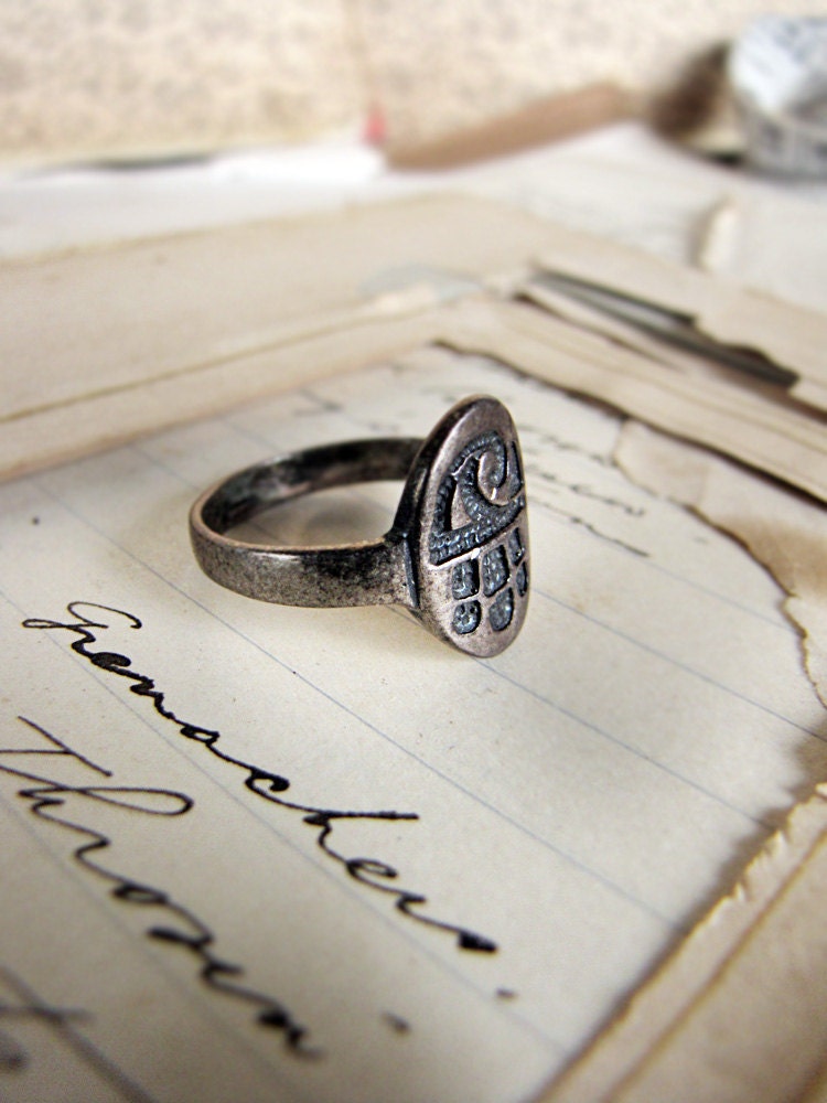 vintage modernist sterling ring - 1960s Danish retro style - abstract mushroom