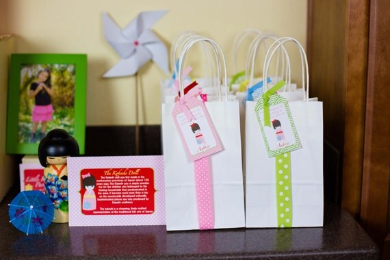 Kokeshi Birthday Party- personalized hang tags for favors- print your own Il_570xn