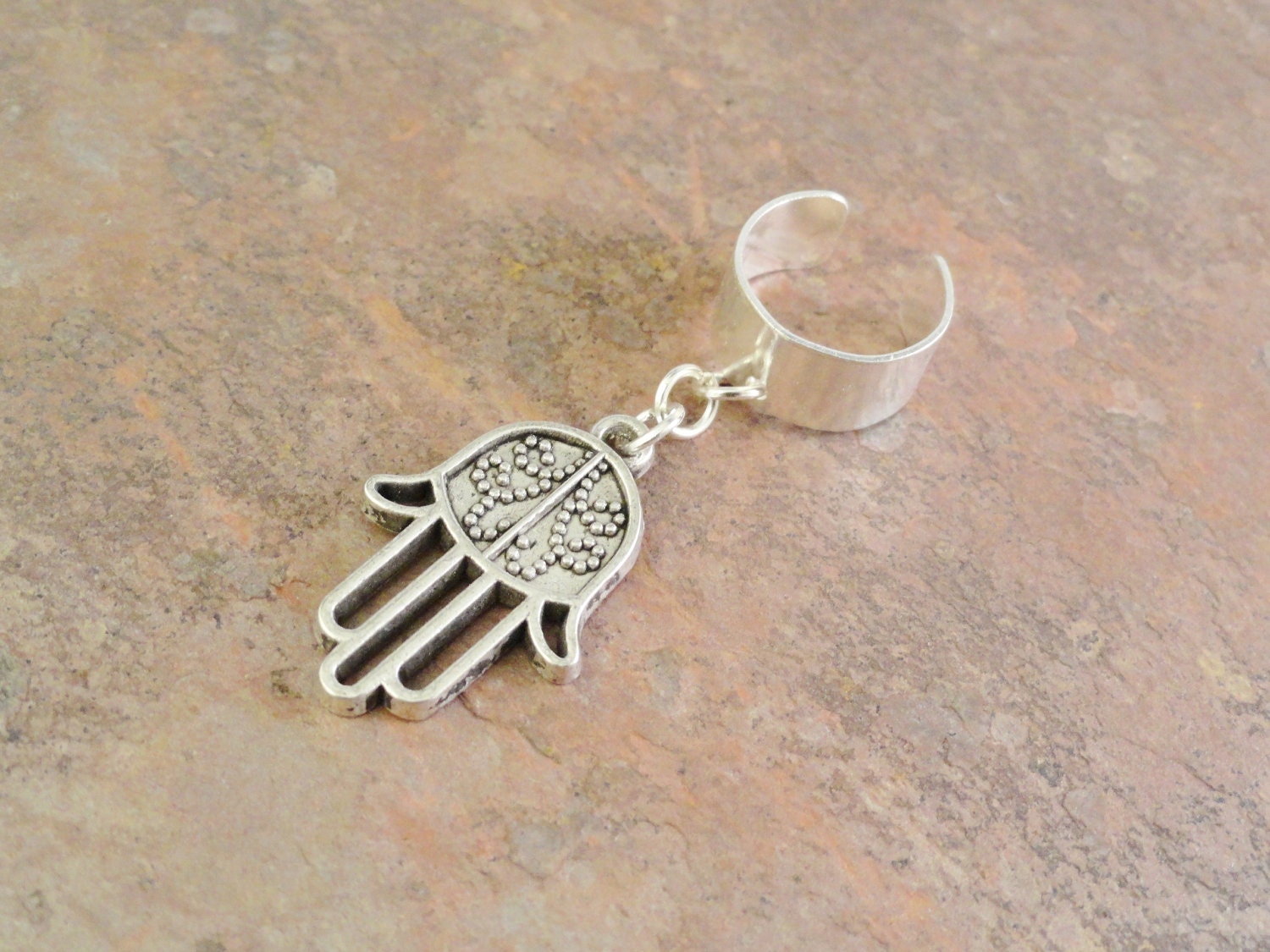 Hamsa Hand Ear Cuff, Hand of Fatima Earcuff