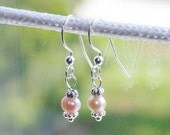 Freshwater pink pearl and sterling silver earrings