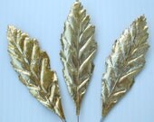 Vintage Millinery Flower GOLD Christmas Metallic Foil Corsage Wreath Craft Leaves R