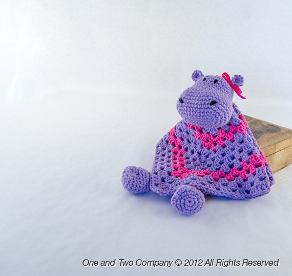 Instant Download - PDF Crochet Pattern - Hippo Security Blanket - Text instructions and SYMBOL CHART instructions