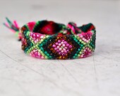 Crystal Friendship Bracelet- black, brown, hot pink, light pink, lime green, emerald