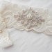 Wedding Garter Set Ivory Stretch Lace Bridal Garter Set With Classic Pearls and  Rhinestones Bridal Garter Set.