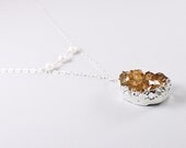 Citrine necklace drusy jewelry pearl choker pendant sterling silver druzy necklace celebrity natural stone short fall fashion