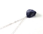 Lapis necklace silver rough gemstone jewelry blue lazuli raw crystal