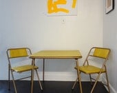 SALE Vintage Cosco Folding Table and Chairs Set Mustard Yellow Vinyl