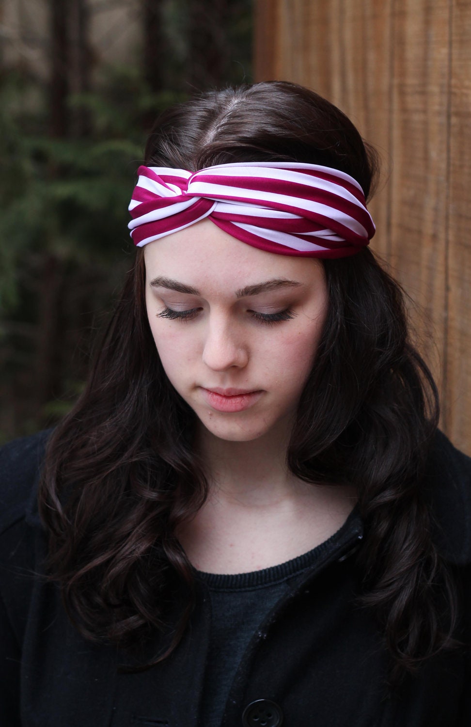Pink Stripe Twist Turban Headband