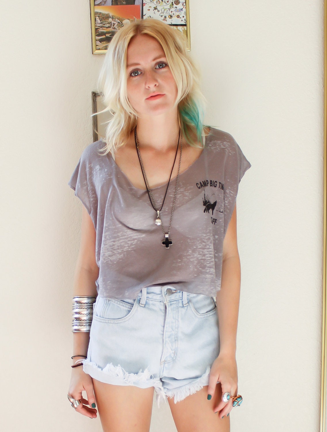 VINTAGE Burn Out DIY Cut Off Tee, One Size