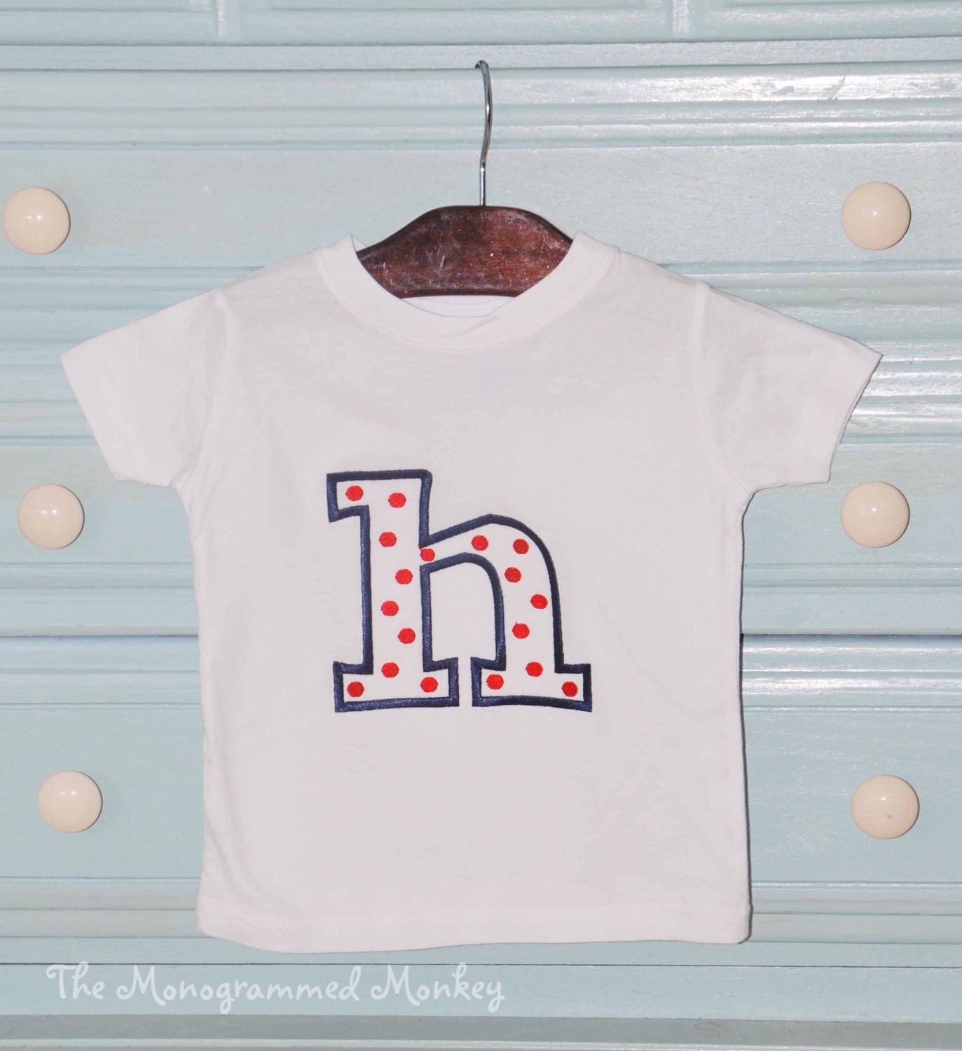 Personalized monogrammed Polka Dot Initial embroidered onesie t shirt tshirt tee boys girls short sleeves