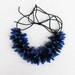 Necklace electric blue black, elegant casual exotic - cluster polymer clay beads