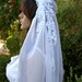 White Sheer CHIFFON BRIDAL CAP Veil with Dangling Lace Appliques, Custom Bridal Cap Veils by LasVegasVeils