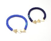 Shield with color accent -- snake beads and triple triangle charm bracelet and color accent, available in multiple colors