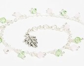 Pink and Green Swarovski Chain Bracelet, UK Seller, Ready to Ship