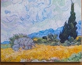 Jigsaw Puzzle, Handmade, Wooden, 88 pieces - "A Wheatfield, with Cypresses" by Vincent van Gogh