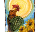 Sun Tarot, Rooster Print, Sunflower Picture, Tarot Card Art, 8x10 Wall Art, Bird Print, Rooster Picture, Animal Illustration