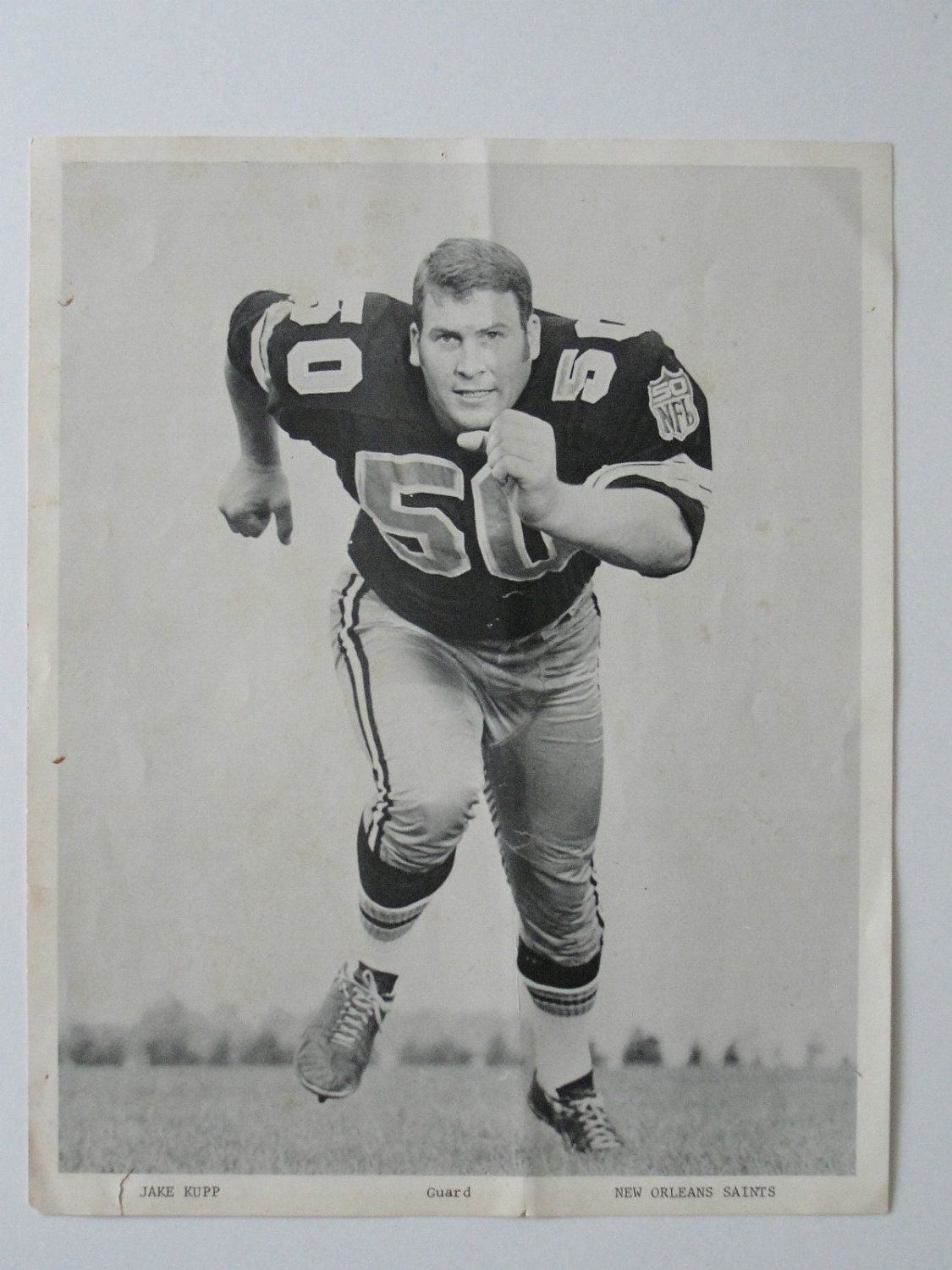 Vintage Photograph of New Orleans Saints Player Jake Kupp 8"x10" Played for Saints 1967-1975 Original Member of Inaugural Squad