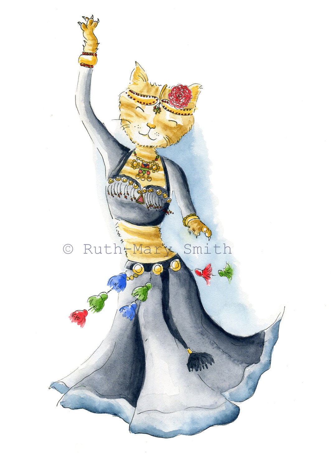 Belly Dancing Cat Print 8 x 10 inch Wall Decor