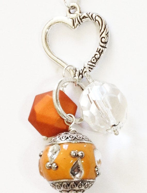 Fall Charm Necklace - Orange Heart Bauble