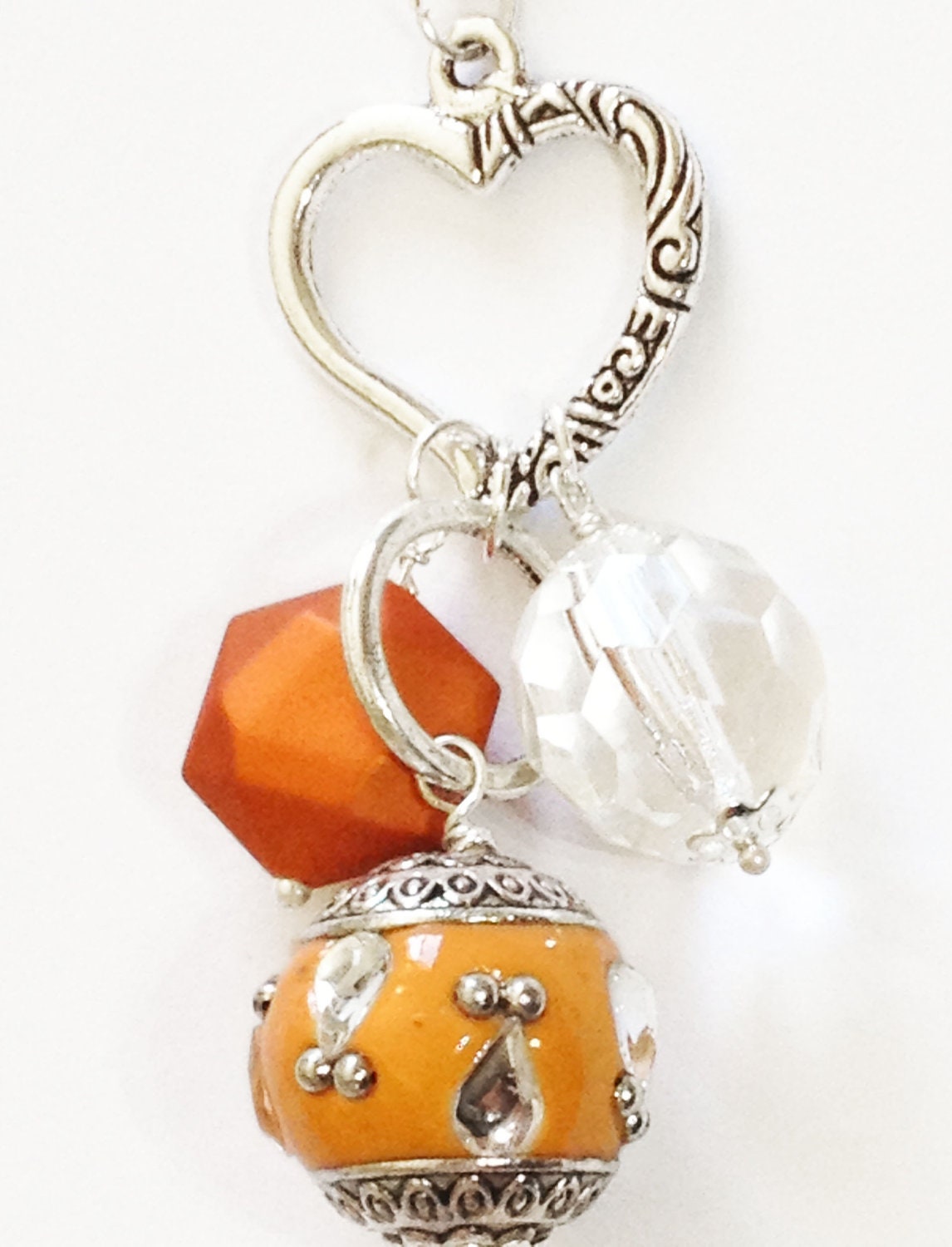 Fall Charm Necklace - Orange Heart Bauble