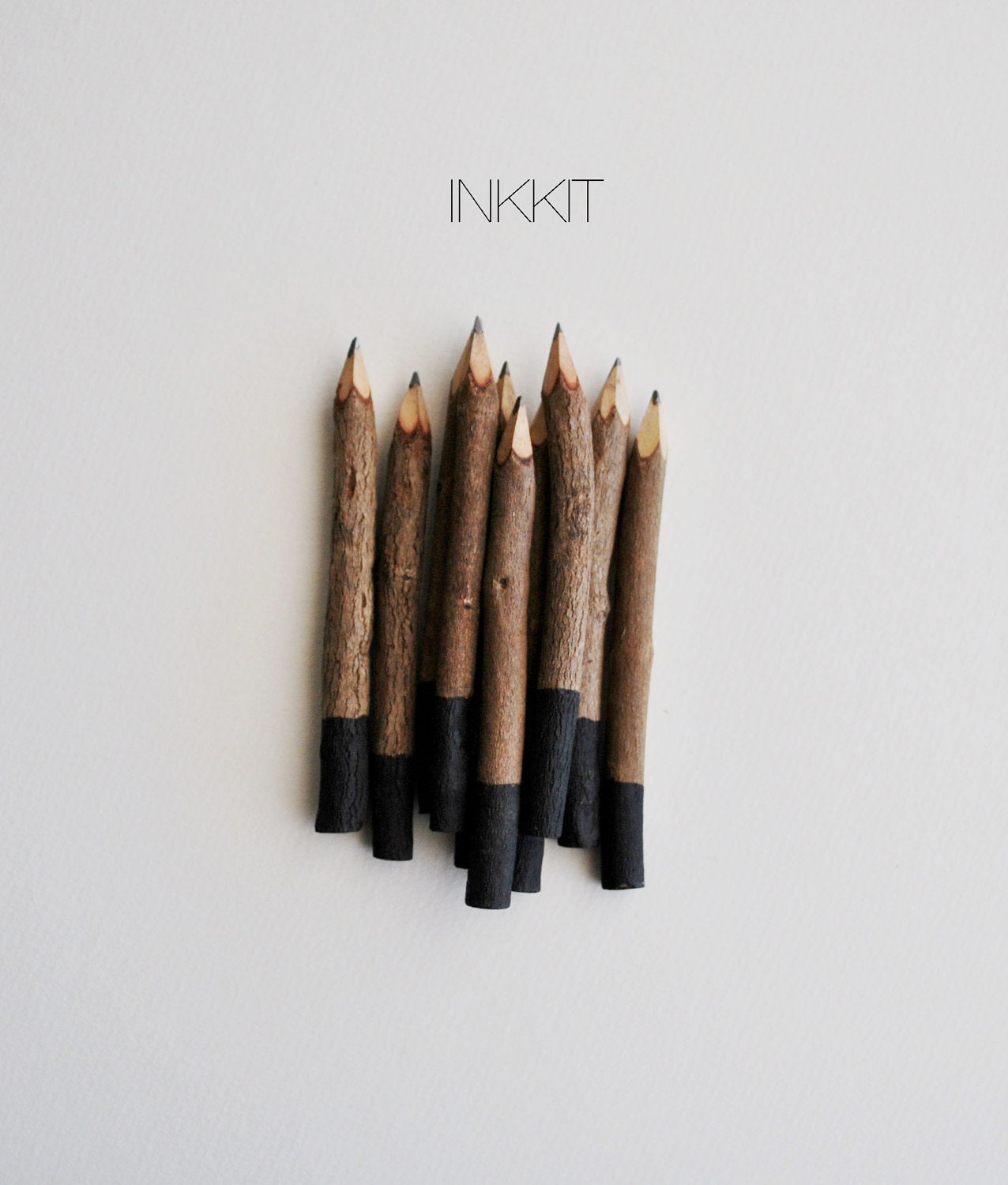 black dip twig pencils - hand painted - 4" (10 pencils)