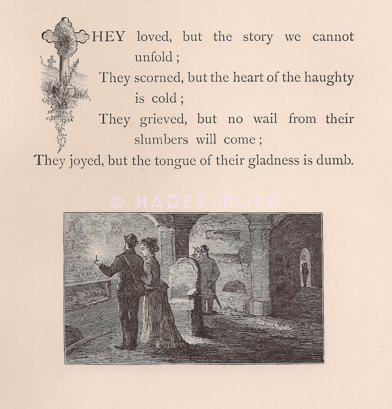 The Dead Has No Voice-Grieved-Scorned-Cold Heart-Death-Victorian-Poem-Poetry-1800's Antique Vintage Art Print-Gothic
