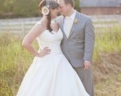 BEAUTIFUL ivory flower with lace, pearls, crystals, feathers, & birdcage veil