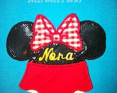Minnie Mouse Head Machine Embroidered Custom T-Shirt, Disney T-Shirt, Sibling T-Shirt, Family Disney T-Shirt, Personalized Disney T-Shirt