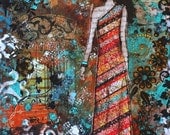 16x20 Abstract mixed media of woman art print by Janelle Nichol- Priceless