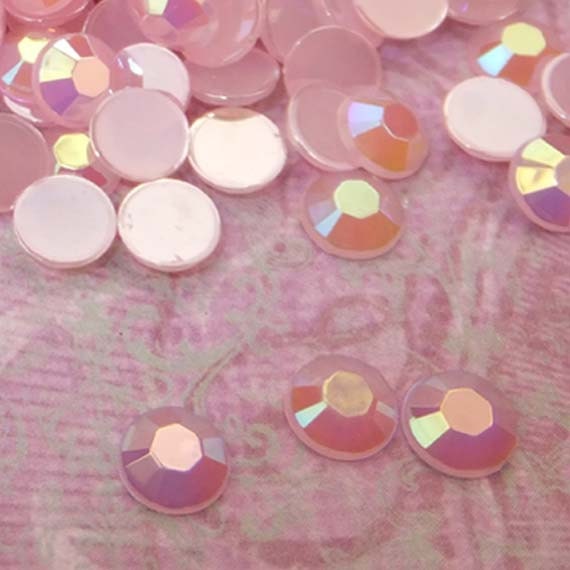 SALE - Light Pink 6 mm AB Rhinestones Flat Back Beads For Decoration iPhone 4, 4s, 5 - (100 Pieces) - KarPenaEnterprises