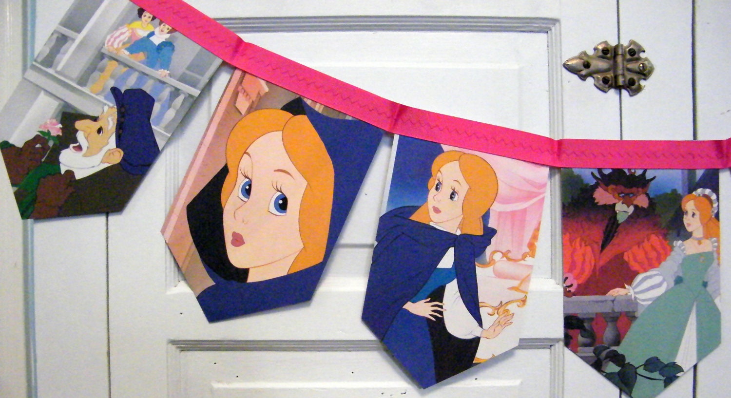 Beauty and the Beast bunting banner, Walt Disney's children story book repurposed bedroom / birthday garland gift under 20