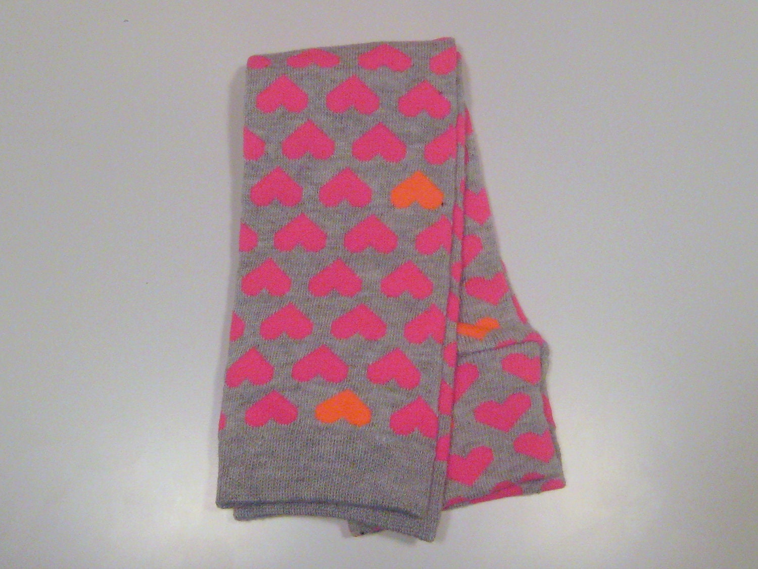 Grey Baby Leggings with Pink and Orange Hearts