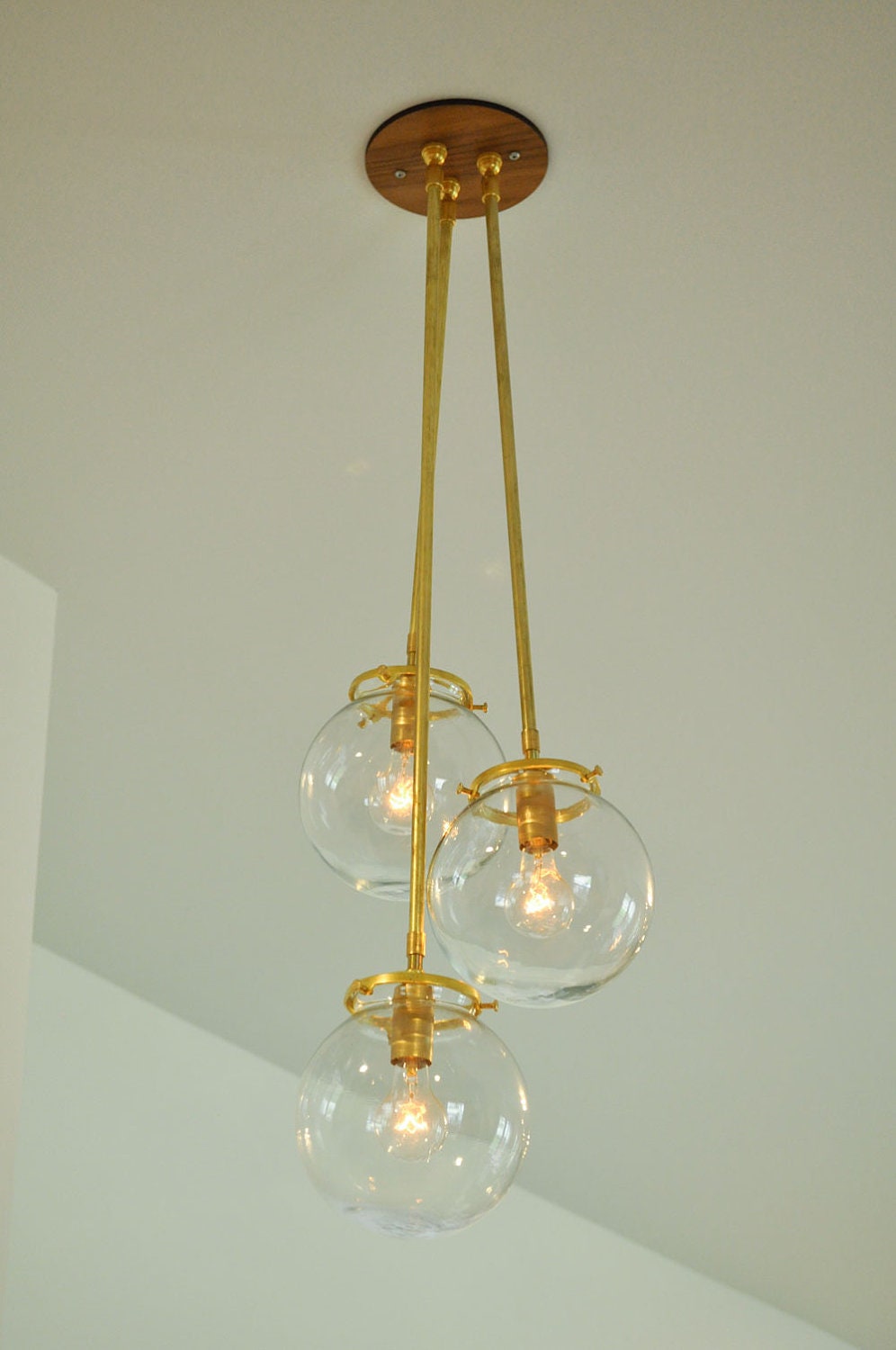 Classy Brass & Glass Globe Pendant Chandelier