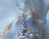 Grad Gift, Hope - All Sterling Silver Anchor on Delicate Sterling Chain, Symbol of Hope on Sterling Necklace, Religious, Symbolic