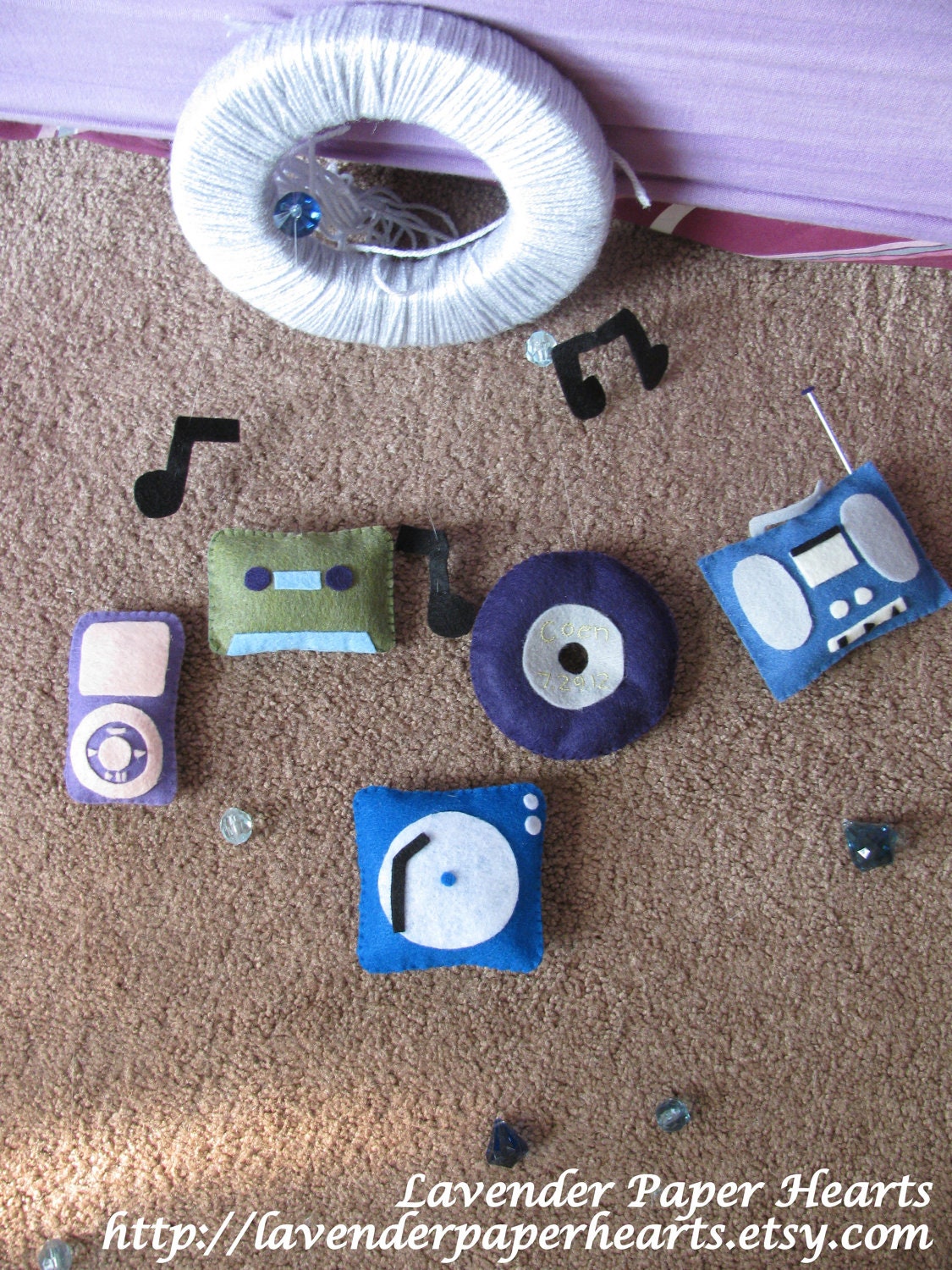 Baby Mobile - Music Theme - ipod record player boom box cassette tape w/customized colors