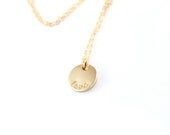 LOVE - Valentines day gift for her - Gold or Sterling Silver Initial or name charm Necklace - Custom Personalized Small circle charm - CherishedSentiments