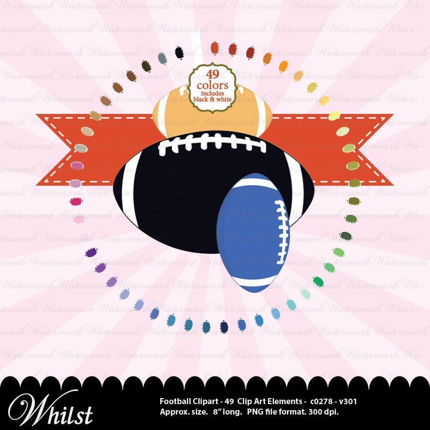 CYBER SALE Football clip art, sport clipart foot ball digital scrapbooking for diy invitations : c0278 v301 black Il_570xn