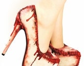 Zombie flesh blood and stitches platform heels