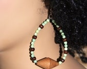 Beaded Hoop Earrings-Mint Chocolate