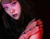 SpacetrailCrystal, hand harness, swarovski crystal iridecent purple triangle hand chain, fall 2012 statement jewelry