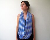 The striped loop scarf - handmade in babyblue and grey fabric