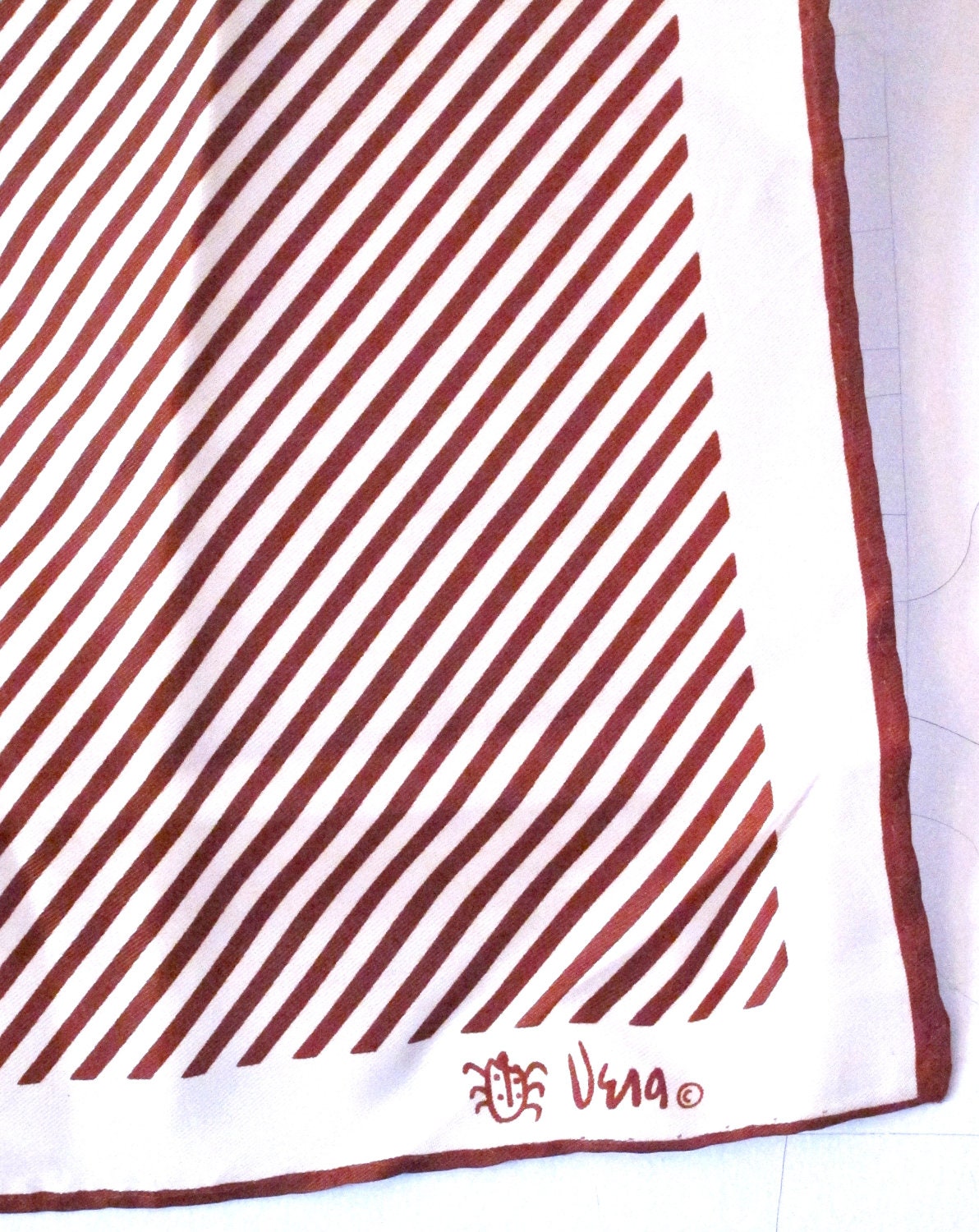 Vintage Vera Scarf Stripe Brown White Vera Neumann 60s