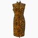 60s Vintage Wiggle Dress Formal Black Yellow Orange Gold Tapestry Design Medium