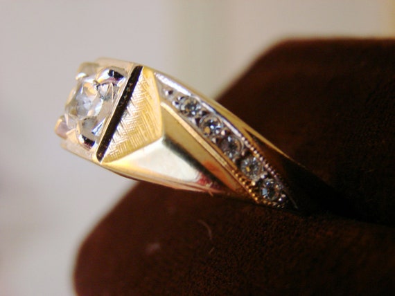 Karatclad+18+Kt+Hge Jeweled Vintage Karatclad 18K HGE Mens Ring by JoysShop on Etsy