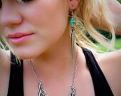 Cross and Dagger Earrings in silver and turquoise