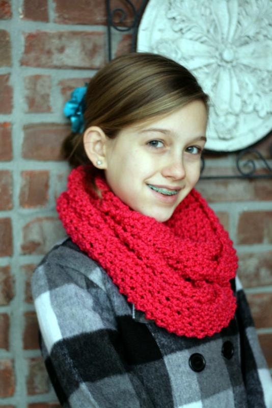 First Love Knit Scarf - Hand Knitted Loop Scarf: Made to Order.  Choose Your Color
