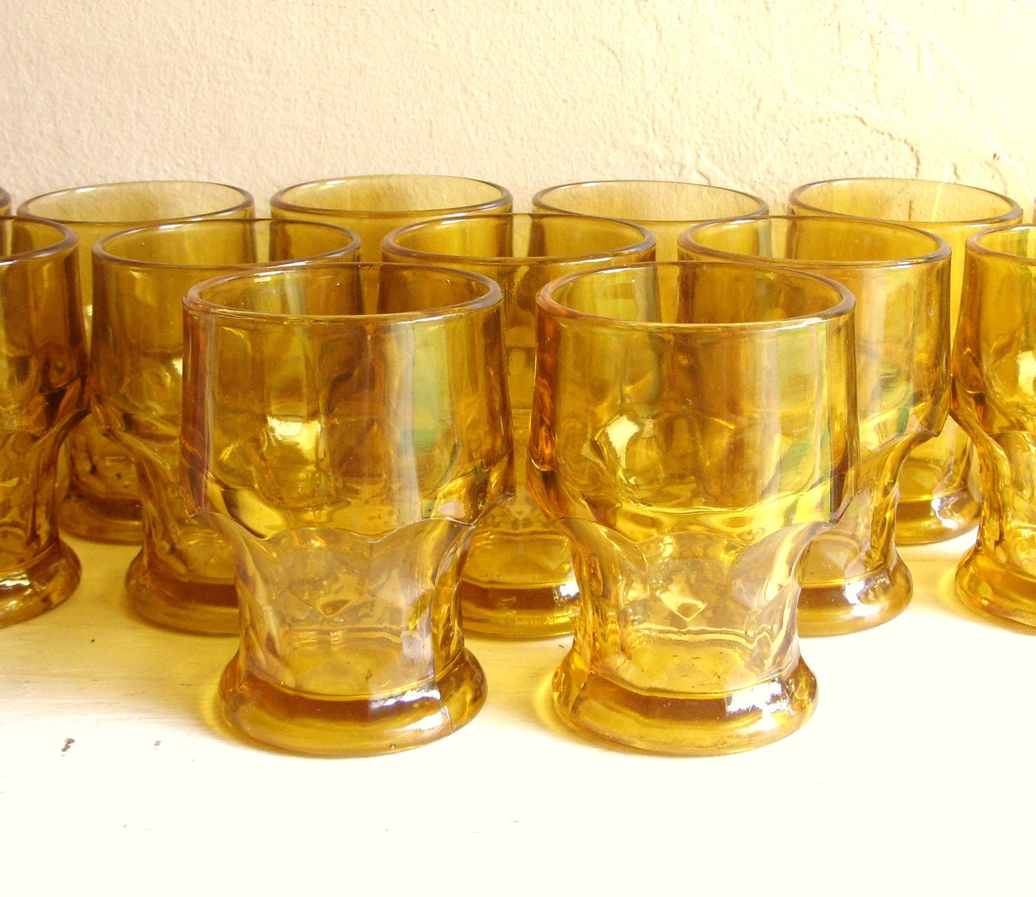 Set Of 6 Matching Amber Drinking Glasses Tumblers By VintageNChic